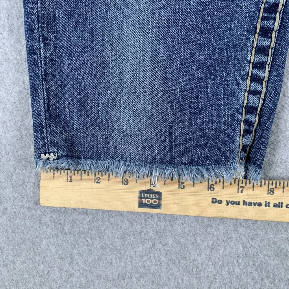 True Religion Cut Off Denim Shorts Mens 29 Blue Flap Pocket Straight Raw Hem